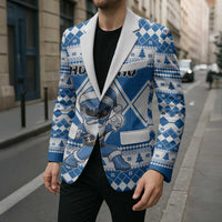 Personalized Power Blue Ranger Santa Claus Blazer Funny Christmas - Wonder Print Shop