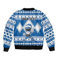 Personalized Power Blue Ranger Santa Claus Bomber Jacket Funny Christmas - Wonder Print Shop