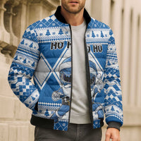 Personalized Power Blue Ranger Santa Claus Bomber Puffer Jacket Funny Christmas - Wonder Print Shop