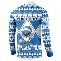 Personalized Power Blue Ranger Santa Claus Button Sweatshirt Funny Christmas - Wonder Print Shop