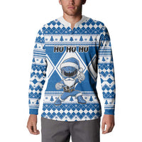 Personalized Power Blue Ranger Santa Claus Button Sweatshirt Funny Christmas - Wonder Print Shop