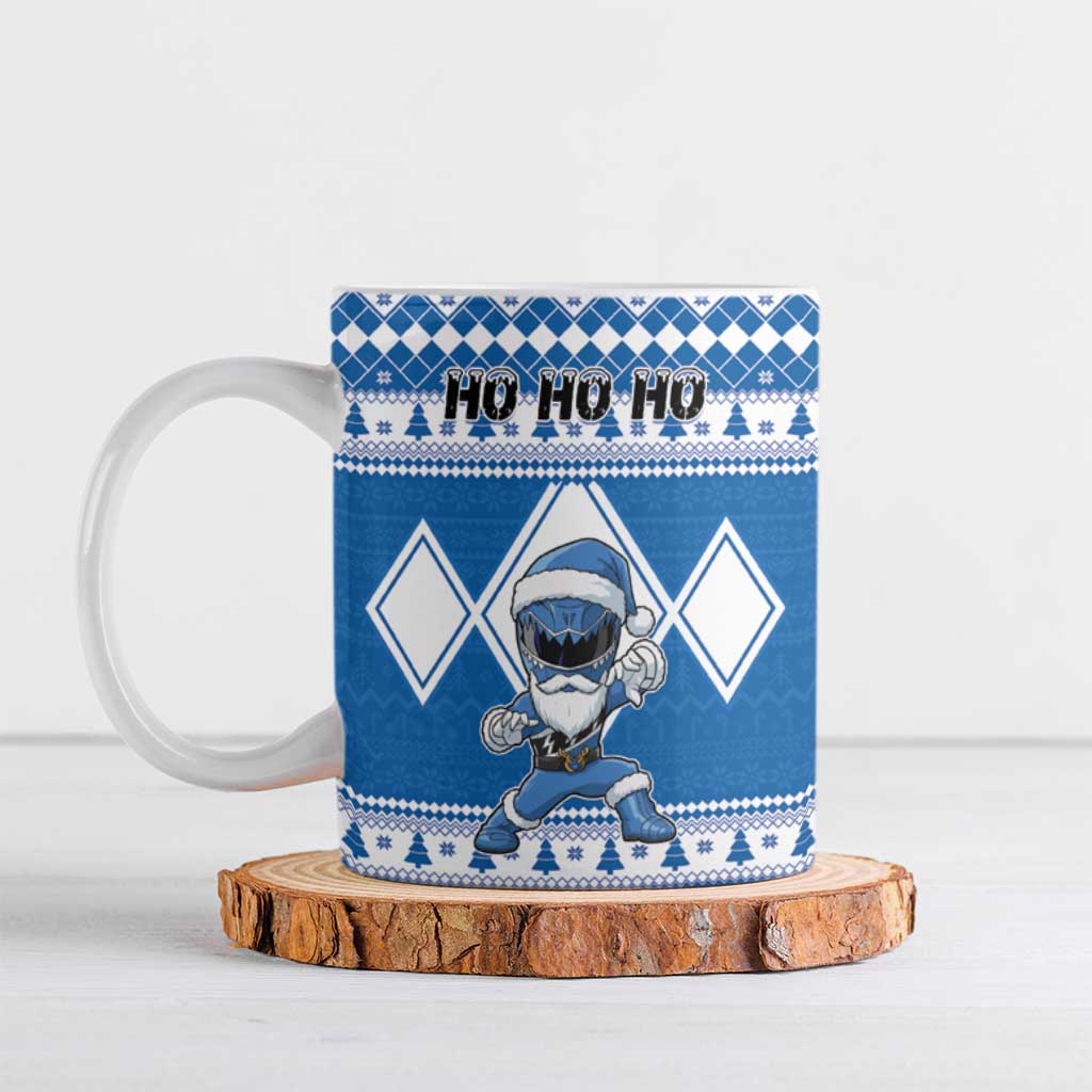 Personalized Power Blue Ranger Santa Claus Ceramic Mug Funny Christmas - Wonder Print Shop