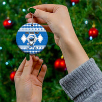 Power Blue Ranger Santa Claus Ceramic Ornament Funny Christmas - Wonder Print Shop