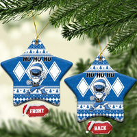 Power Blue Ranger Santa Claus Ceramic Ornament Funny Christmas - Wonder Print Shop