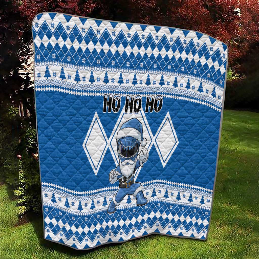 Power Blue Ranger Santa Claus Quilt Funny Christmas - Wonder Print Shop