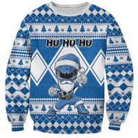 Personalized Power Blue Ranger Santa Claus Sweatshirt Funny Christmas - Wonder Print Shop
