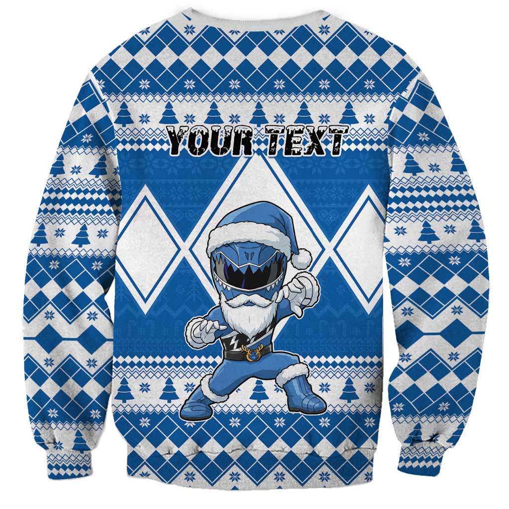 Personalized Power Blue Ranger Santa Claus Sweatshirt Funny Christmas - Wonder Print Shop