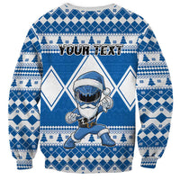 Personalized Power Blue Ranger Santa Claus Sweatshirt Funny Christmas - Wonder Print Shop