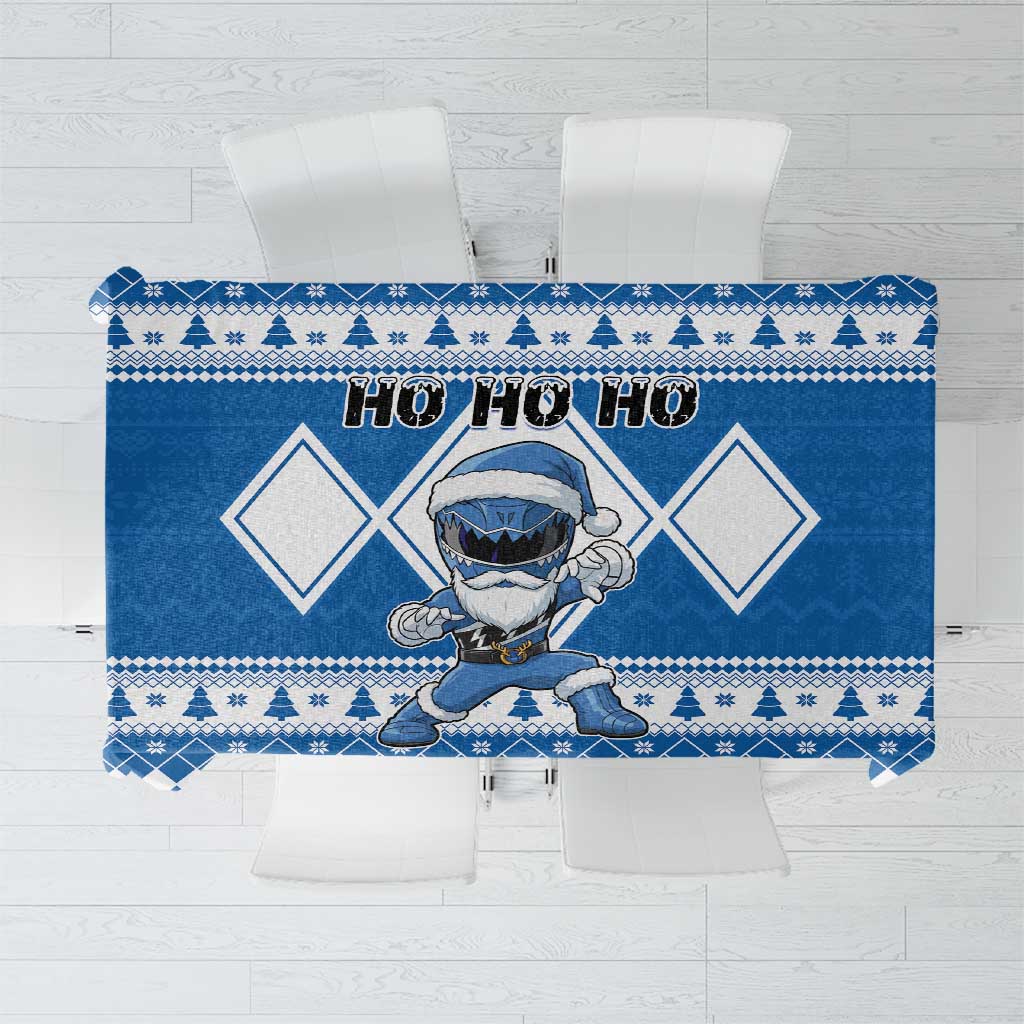 Power Blue Ranger Santa Claus Tablecloth Funny Christmas - Wonder Print Shop