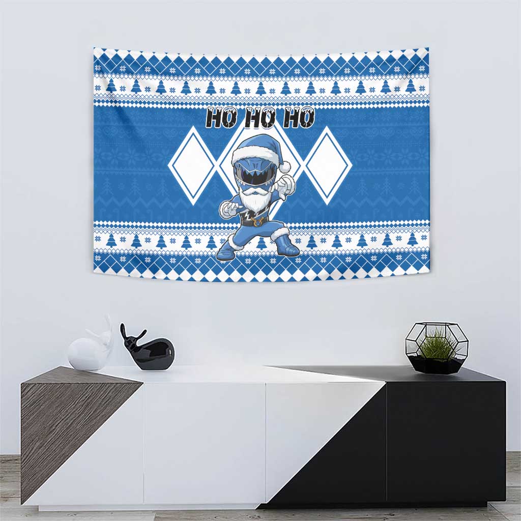 Power Blue Ranger Santa Claus Tapestry Funny Christmas - Wonder Print Shop