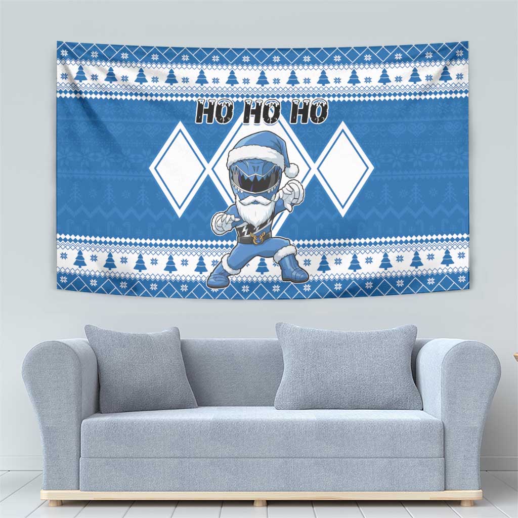 Power Blue Ranger Santa Claus Tapestry Funny Christmas - Wonder Print Shop
