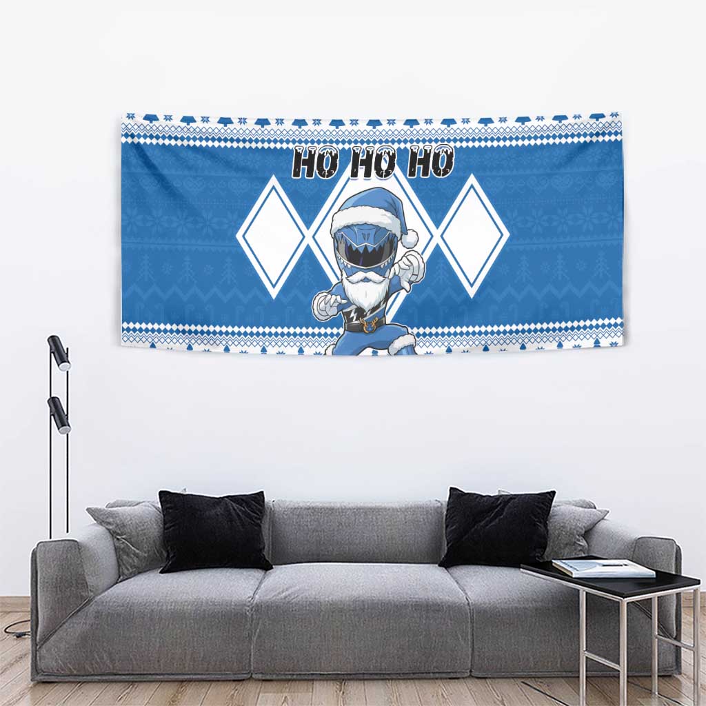 Power Blue Ranger Santa Claus Tapestry Funny Christmas - Wonder Print Shop