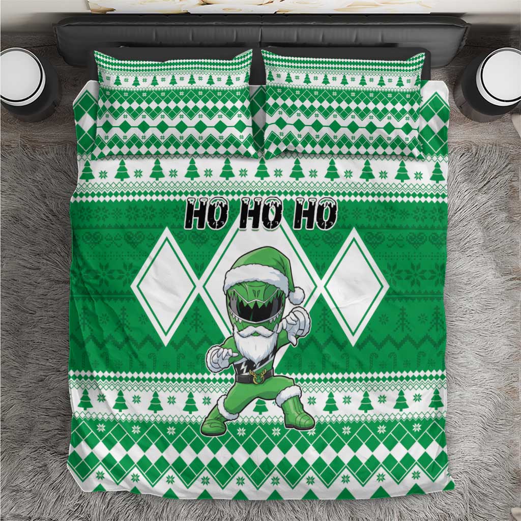 Power Green Ranger Santa Claus Bedding Set Funny Christmas - Wonder Print Shop