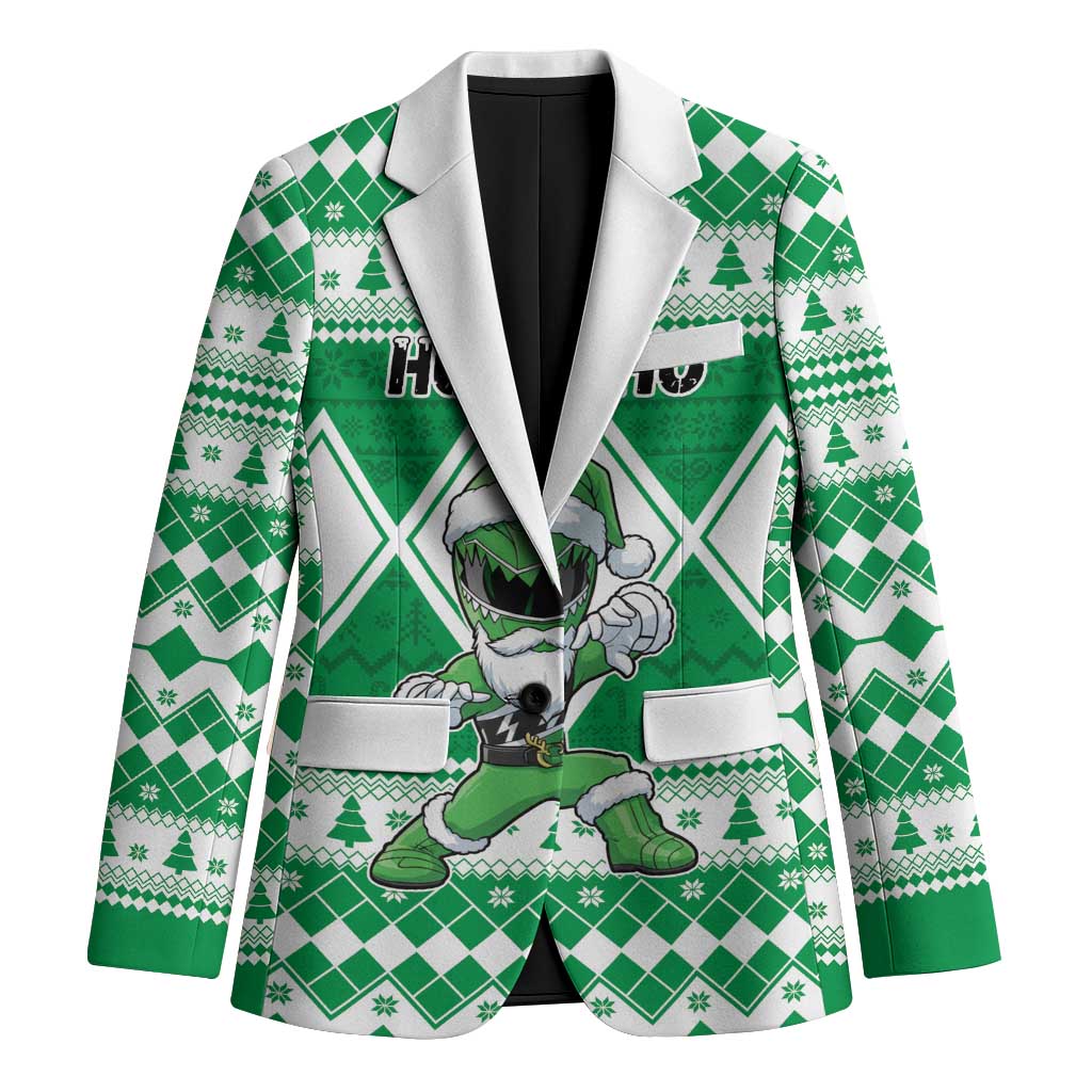Personalized Power Green Ranger Santa Claus Blazer Funny Christmas - Wonder Print Shop