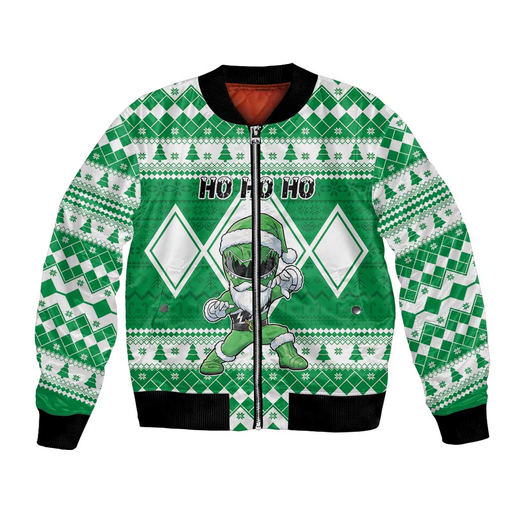 Personalized Power Green Ranger Santa Claus Bomber Jacket Funny Christmas - Wonder Print Shop