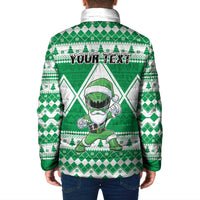 Personalized Power Green Ranger Santa Claus Padded Jacket Funny Christmas - Wonder Print Shop