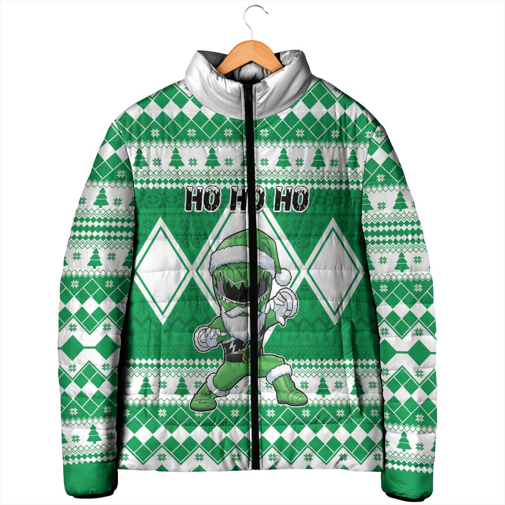 Personalized Power Green Ranger Santa Claus Padded Jacket Funny Christmas - Wonder Print Shop