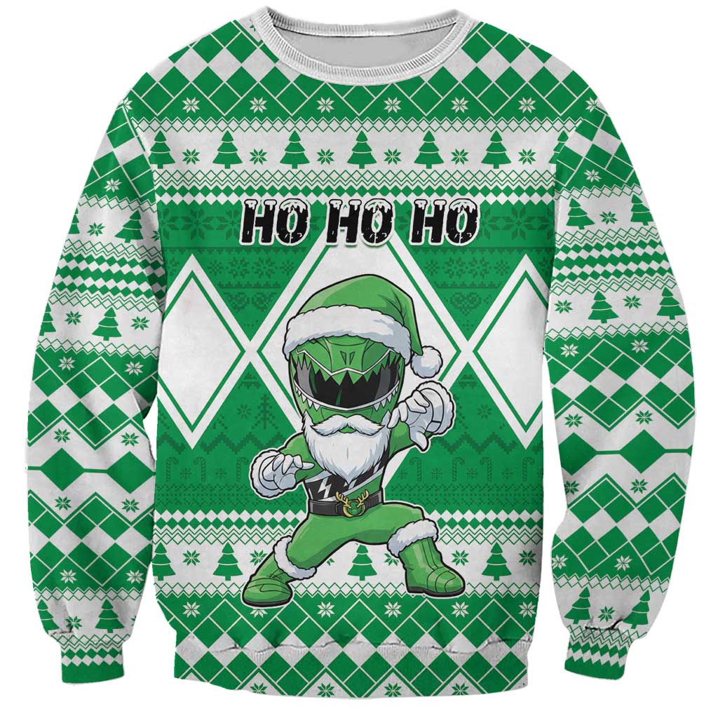 Personalized Power Green Ranger Santa Claus Sweatshirt Funny Christmas - Wonder Print Shop