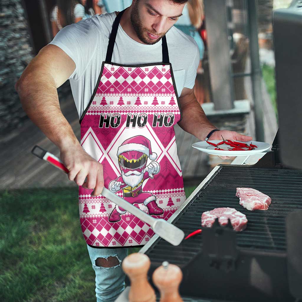 Power Pink Ranger Santa Claus Apron Funny Christmas - Wonder Print Shop