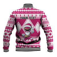 Personalized Power Pink Ranger Santa Claus Baseball Jacket Funny Christmas - Wonder Print Shop