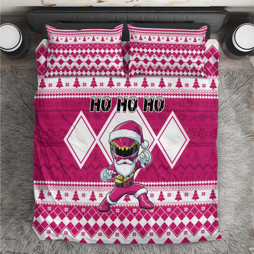 Power Pink Ranger Santa Claus Bedding Set Funny Christmas - Wonder Print Shop
