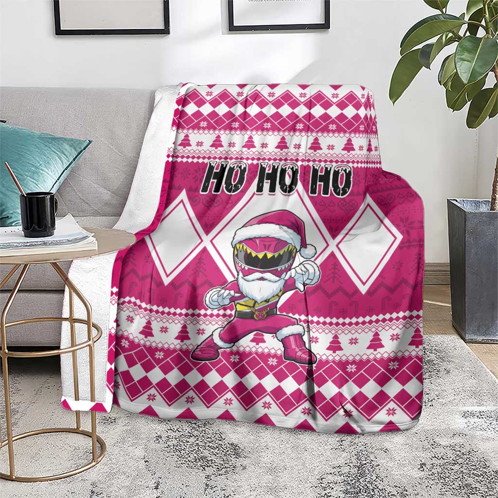 Power Pink Ranger Santa Claus Blanket Funny Christmas - Wonder Print Shop