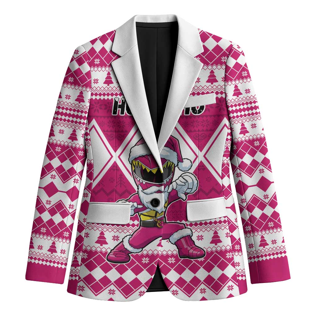 Personalized Power Pink Ranger Santa Claus Blazer Funny Christmas - Wonder Print Shop