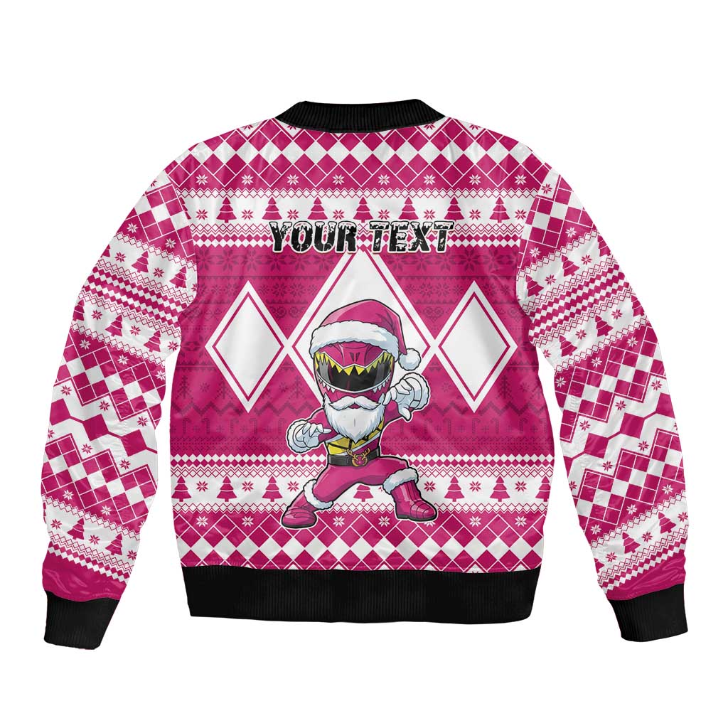 Personalized Power Pink Ranger Santa Claus Bomber Jacket Funny Christmas - Wonder Print Shop
