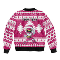 Personalized Power Pink Ranger Santa Claus Bomber Jacket Funny Christmas - Wonder Print Shop