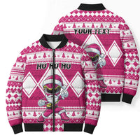 Personalized Power Pink Ranger Santa Claus Bomber Puffer Jacket Funny Christmas - Wonder Print Shop
