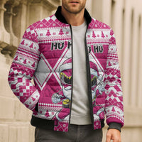 Personalized Power Pink Ranger Santa Claus Bomber Puffer Jacket Funny Christmas - Wonder Print Shop