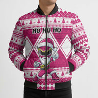 Personalized Power Pink Ranger Santa Claus Bomber Puffer Jacket Funny Christmas - Wonder Print Shop