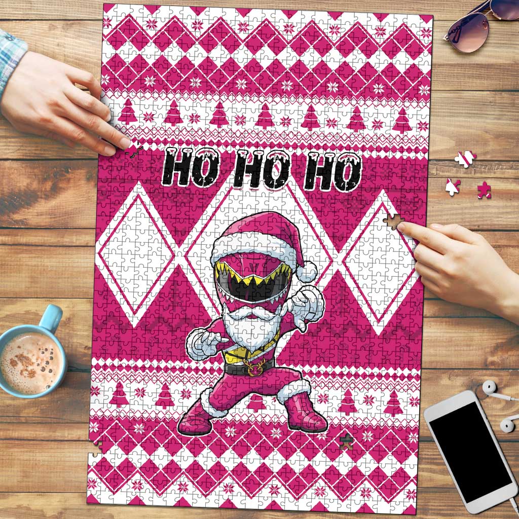 Power Pink Ranger Santa Claus Puzzle Funny Christmas - Wonder Print Shop