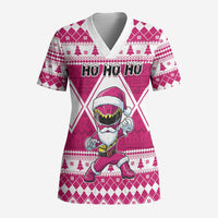 Personalized Power Pink Ranger Santa Claus Scrub Top Funny Christmas - Wonder Print Shop