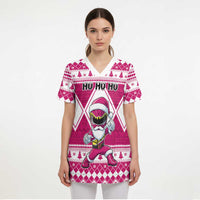 Personalized Power Pink Ranger Santa Claus Scrub Top Funny Christmas - Wonder Print Shop