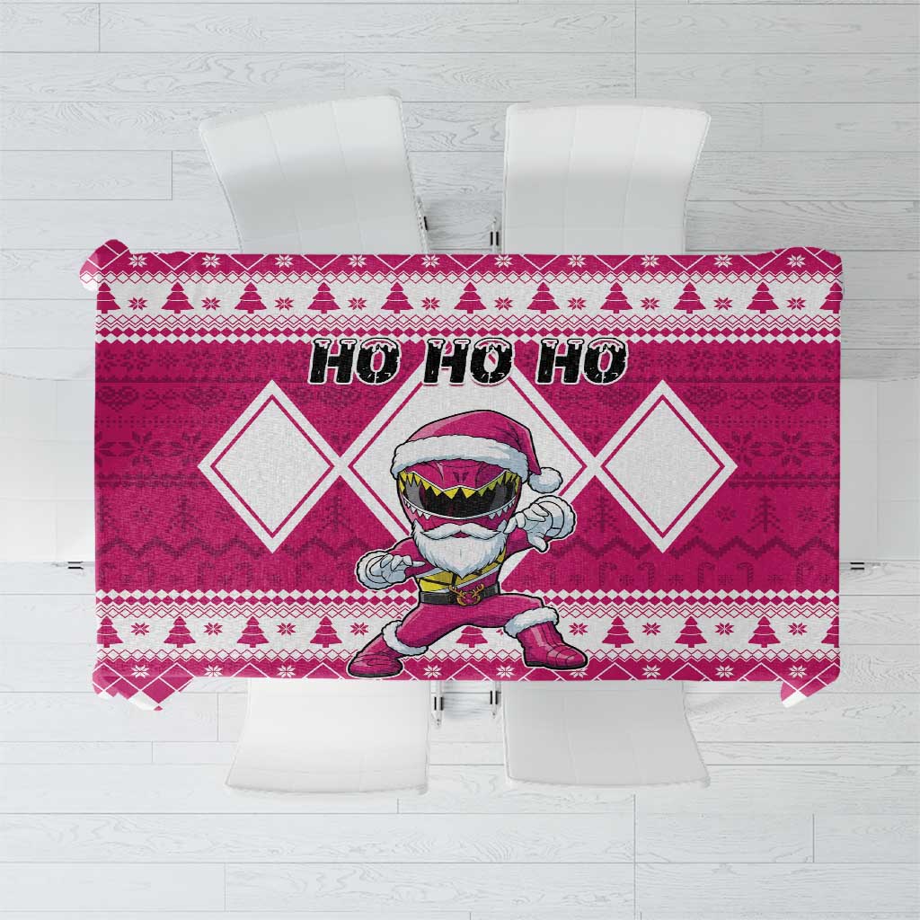 Power Pink Ranger Santa Claus Tablecloth Funny Christmas - Wonder Print Shop