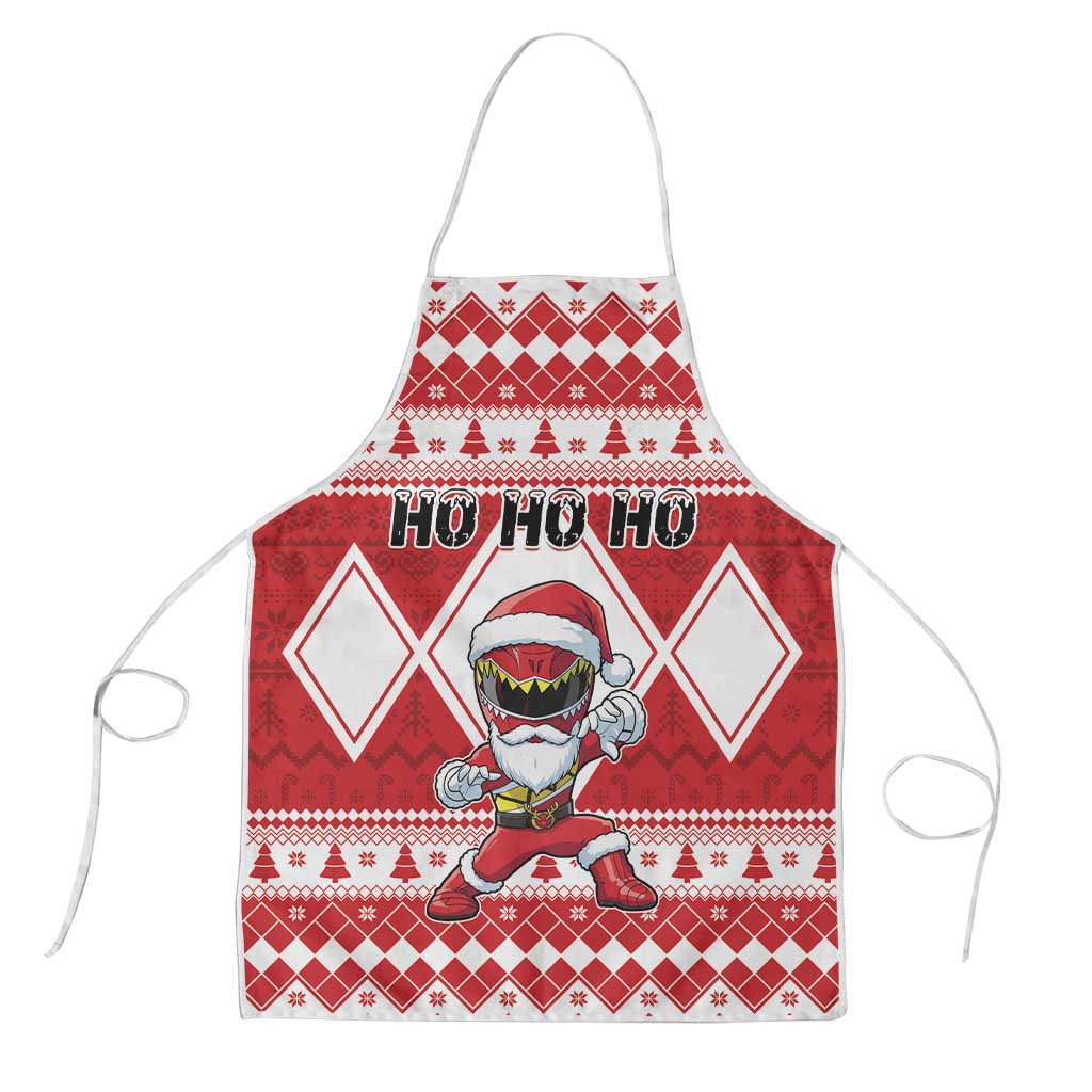 Power Red Ranger Santa Claus Apron Funny Christmas - Wonder Print Shop