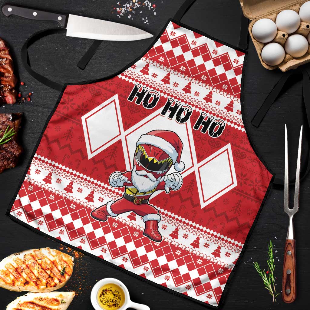 Power Red Ranger Santa Claus Apron Funny Christmas - Wonder Print Shop
