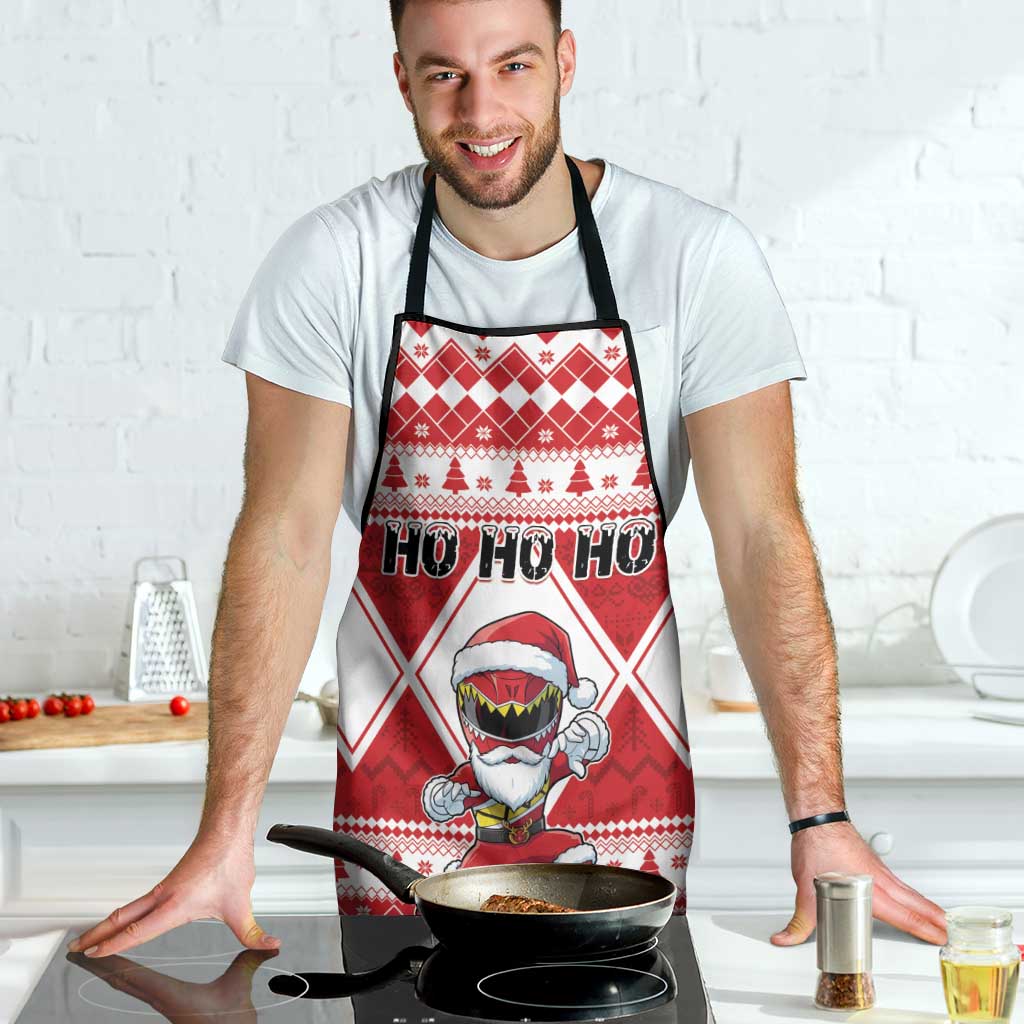 Power Red Ranger Santa Claus Apron Funny Christmas - Wonder Print Shop