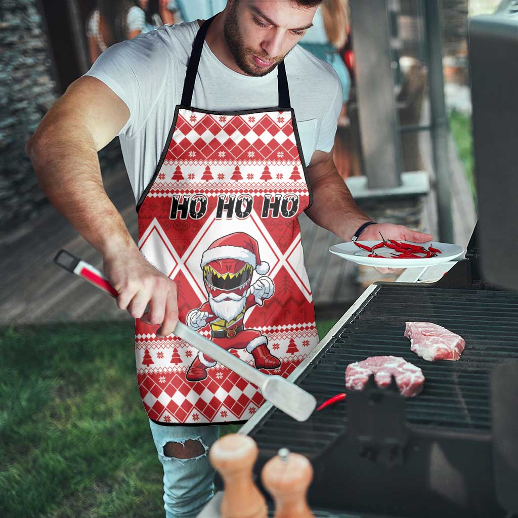 Power Red Ranger Santa Claus Apron Funny Christmas - Wonder Print Shop