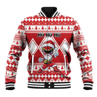 Personalized Power Red Ranger Santa Claus Baseball Jacket Funny Christmas - Wonder Print Shop