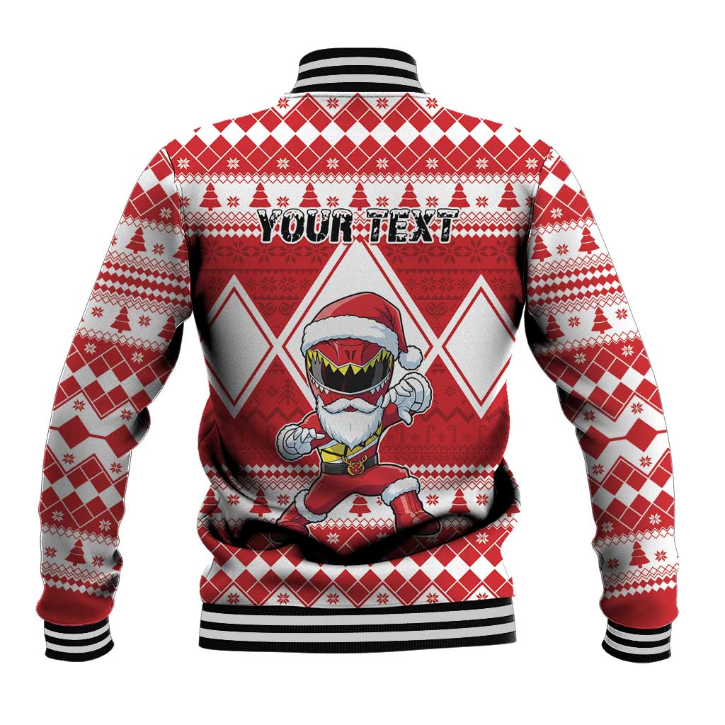 Personalized Power Red Ranger Santa Claus Baseball Jacket Funny Christmas - Wonder Print Shop