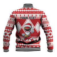 Personalized Power Red Ranger Santa Claus Baseball Jacket Funny Christmas - Wonder Print Shop