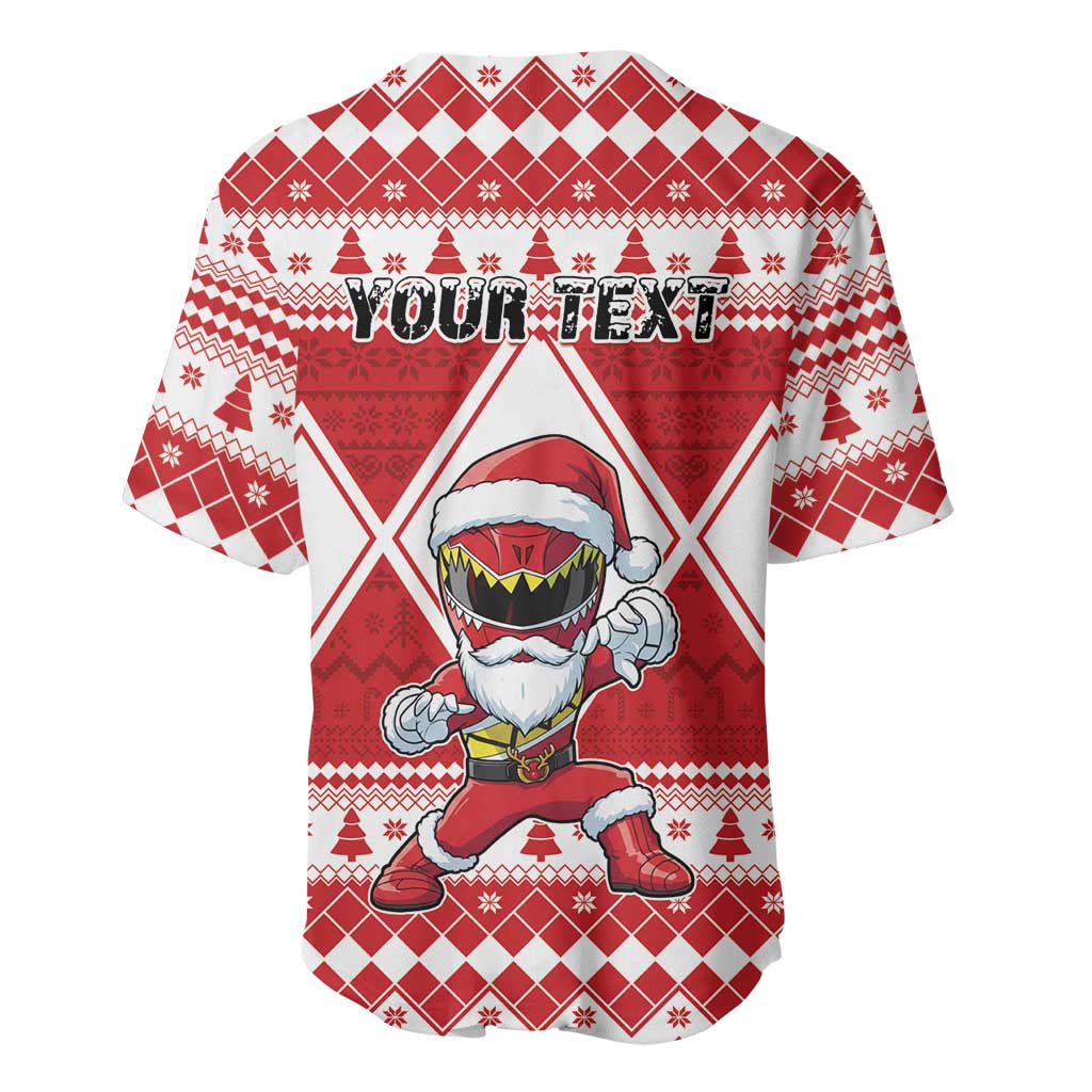 Personalized Power Red Ranger Santa Claus Baseball Jersey Funny Christmas - Wonder Print Shop