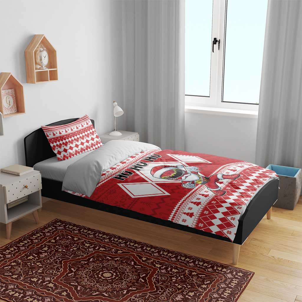 Power Red Ranger Santa Claus Bedding Set Funny Christmas - Wonder Print Shop