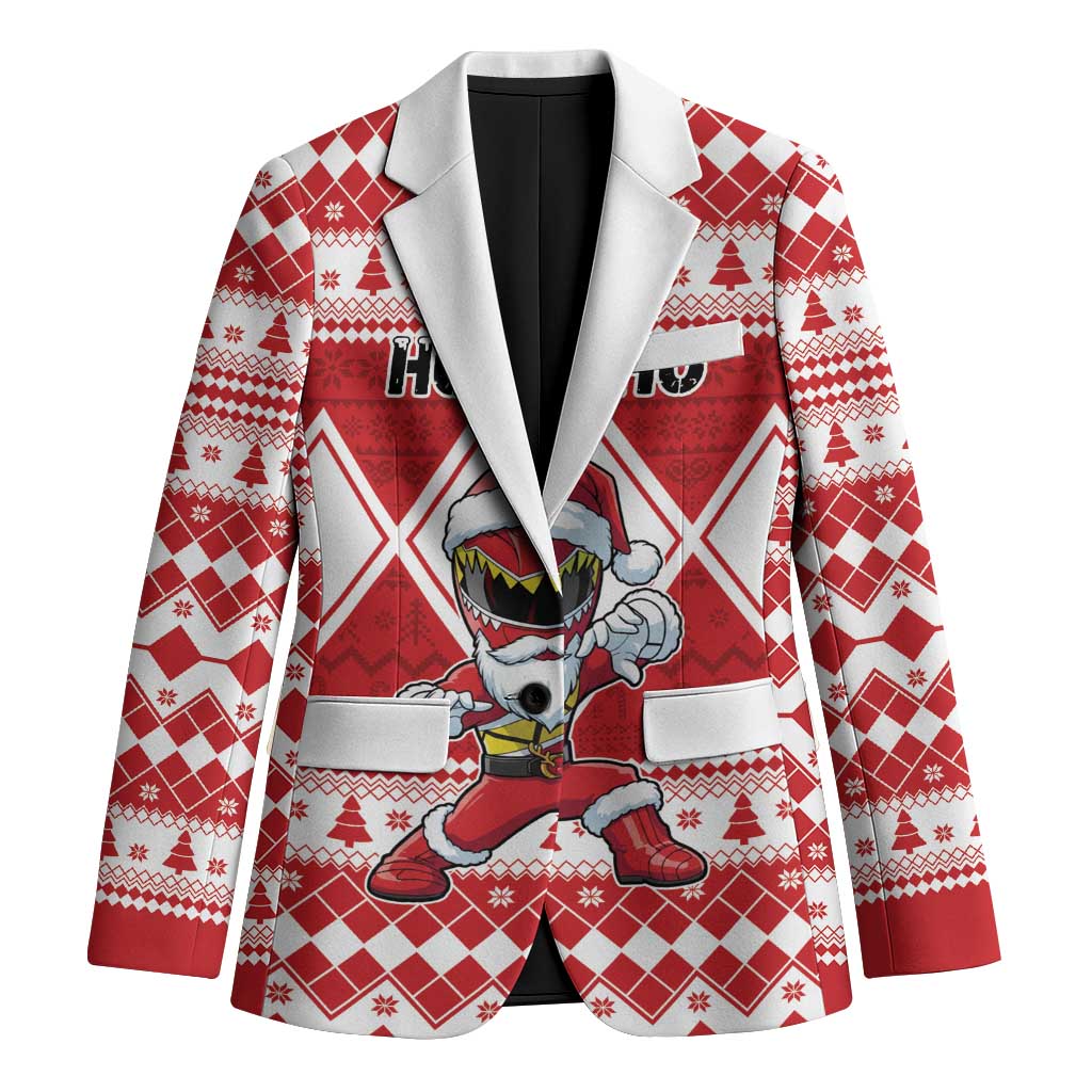 Personalized Power Red Ranger Santa Claus Blazer Funny Christmas - Wonder Print Shop