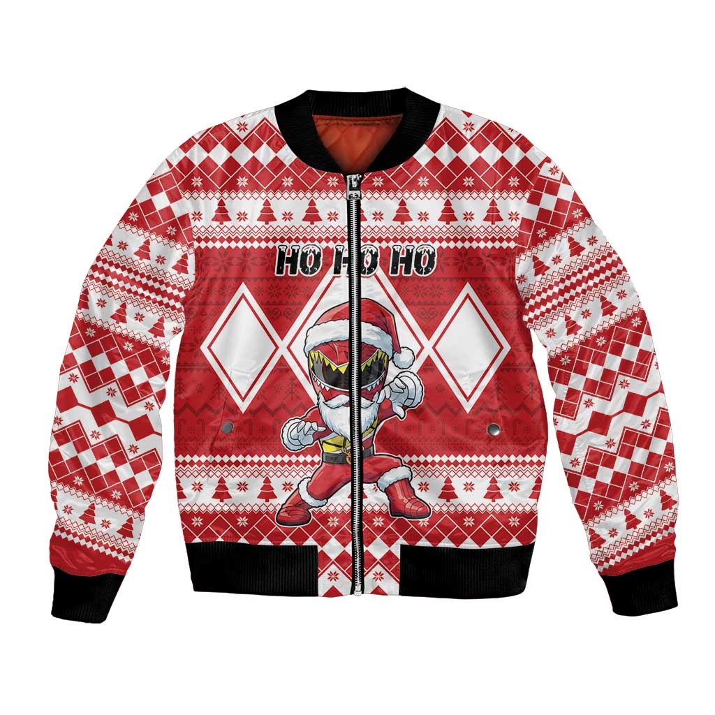 Personalized Power Red Ranger Santa Claus Bomber Jacket Funny Christmas - Wonder Print Shop