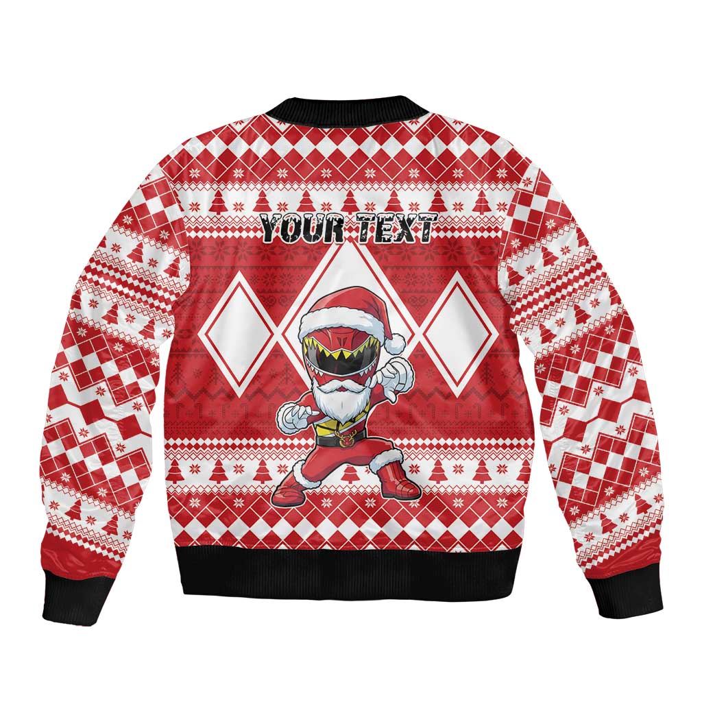 Personalized Power Red Ranger Santa Claus Bomber Jacket Funny Christmas - Wonder Print Shop