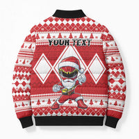 Personalized Power Red Ranger Santa Claus Bomber Puffer Jacket Funny Christmas - Wonder Print Shop