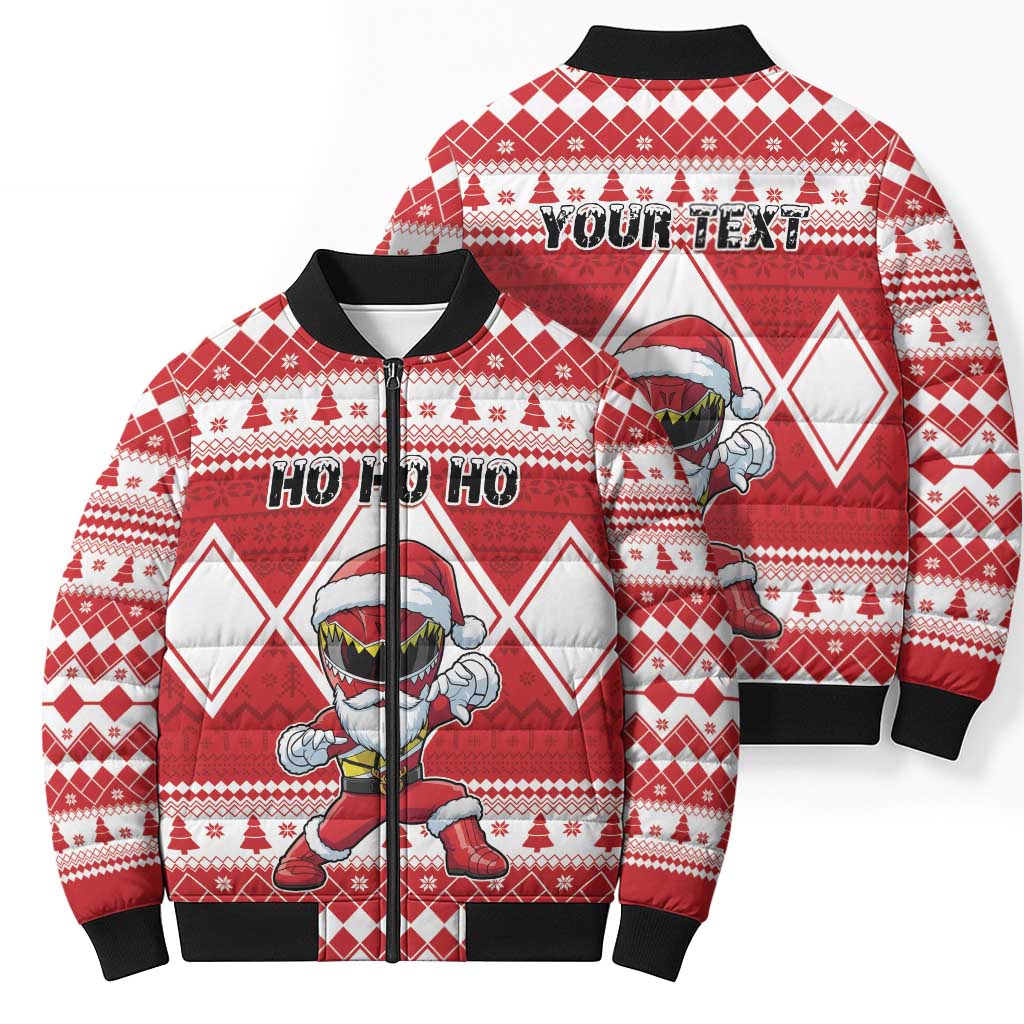 Personalized Power Red Ranger Santa Claus Bomber Puffer Jacket Funny Christmas - Wonder Print Shop